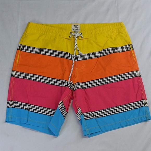 Bb The Tourist by Burkman Bros‎ L x 8" Loud Stripe Unlined Hybrid Shorts - Picture 1 of 5